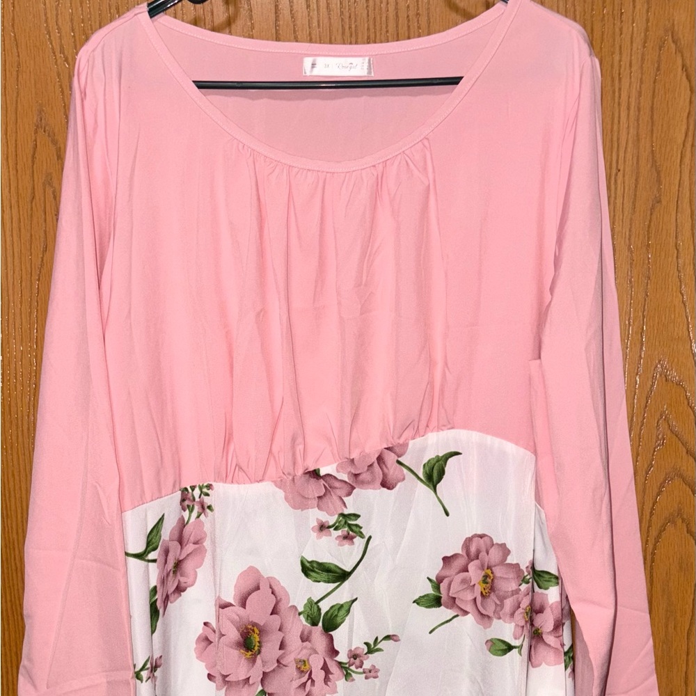 Women’s Plus Sz Rosegal Soft Pink Top Rose Floral Sz 3X